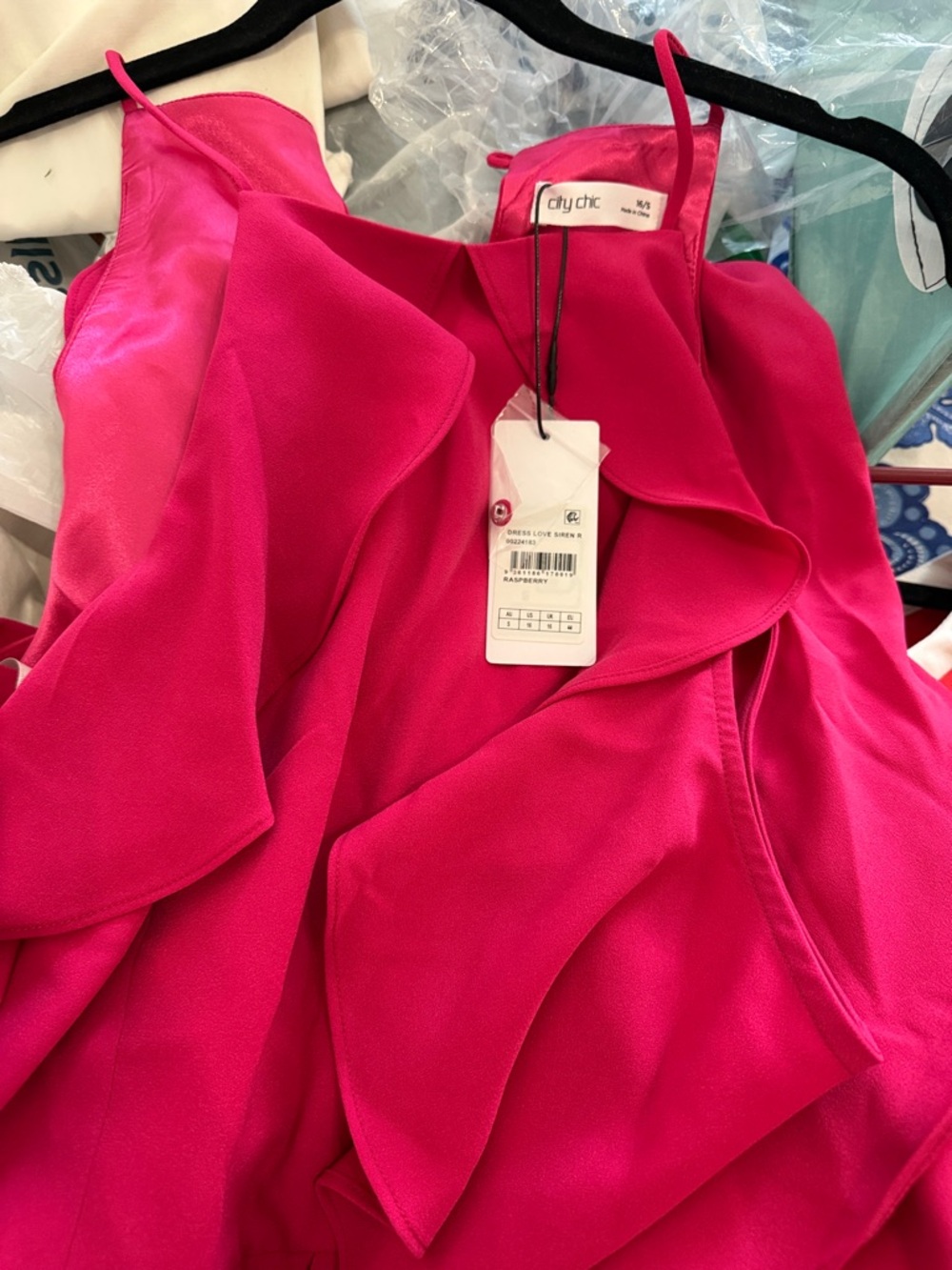 City Chic Raspberry Ruffle Camisole Dress
